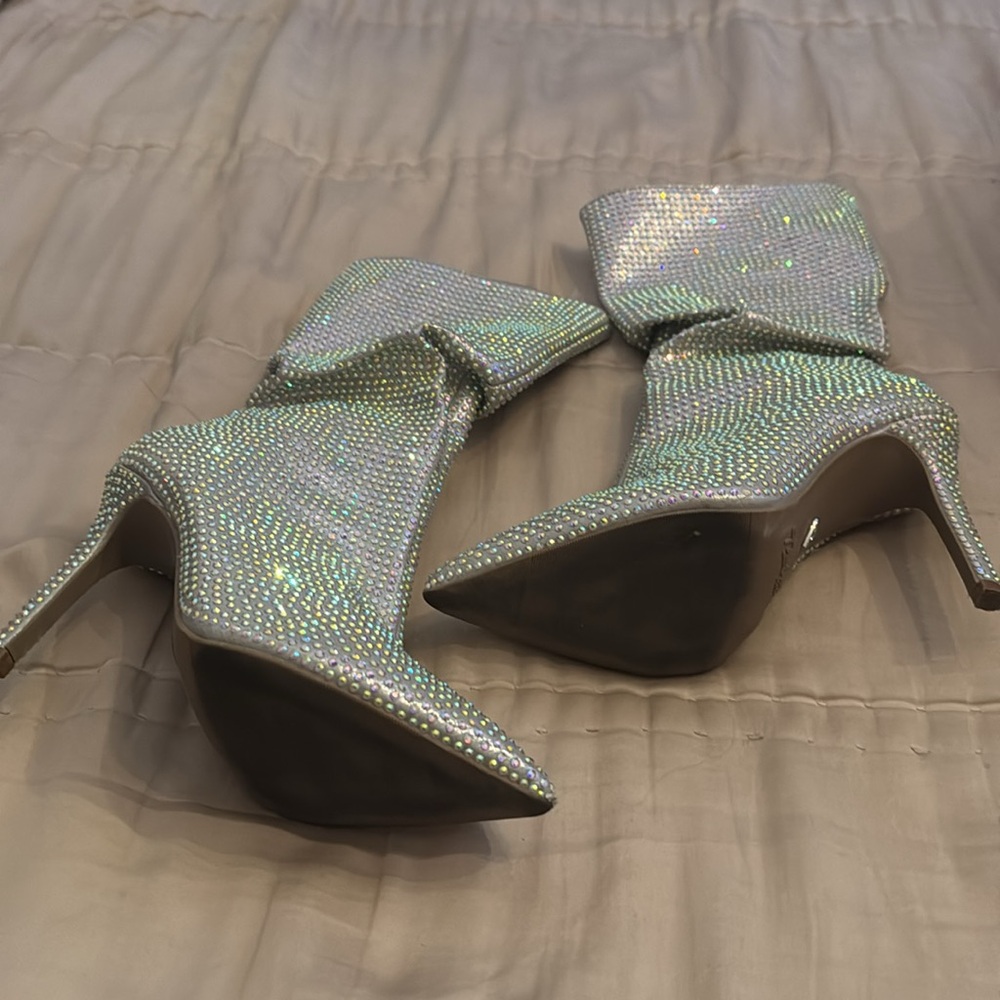 Silver Rhinestone Women's Boots - Picture 2 of 3